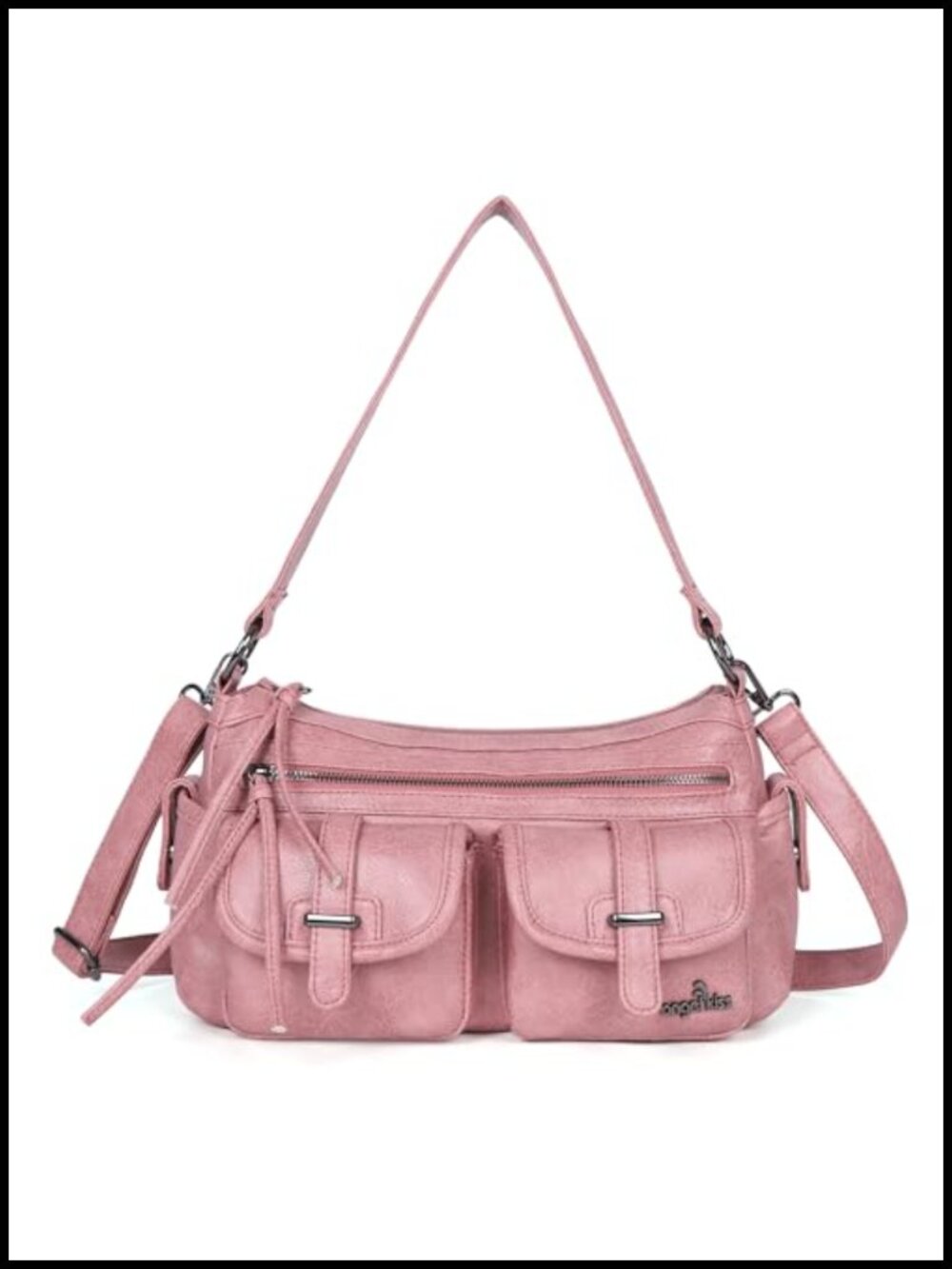 Hobo Crossbody Bag for Women Vegan Leather Multi Pocket Handbag with Tassel